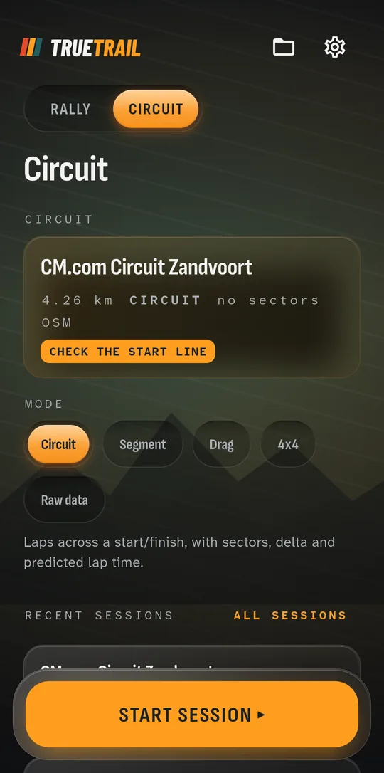 Circuit: pick a track and a mode